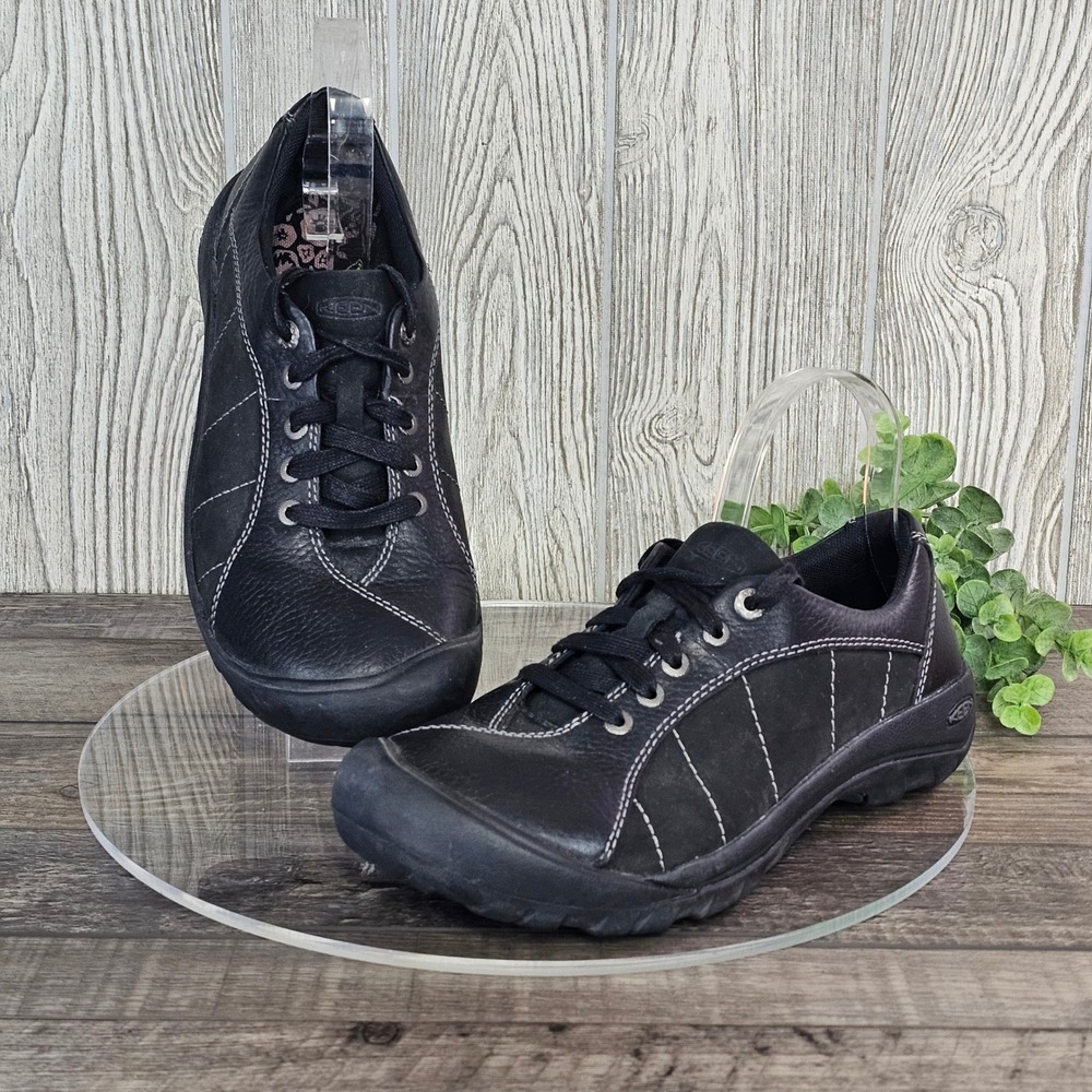 KEEN Presidio Black Leather Casual Sneakers Walking Shoes Women's 10 US  1011400